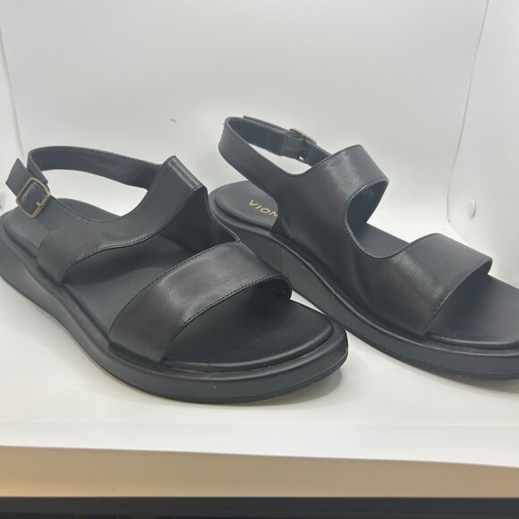 Vionic MADERA Black Leather Open Toe Slingback Ankle Strap Shoes 11 - Picture 5 of 11